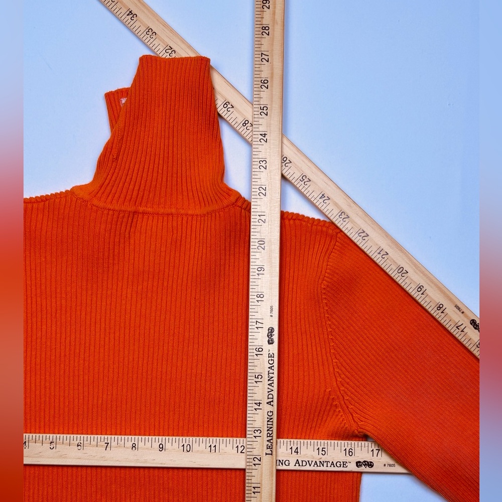 VTG Lauren Ralph Lauren Orange 🍊 Rib Knit Turtleneck Large - Picture 8 of 10